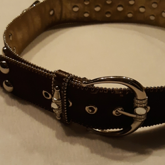 Kathy van zeeland brown faux suede leather belt size s - Picture 7 of 7